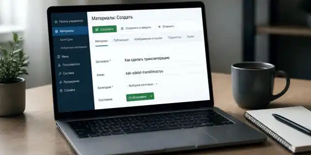 Интерфейс административной панели Joomla: создание материала